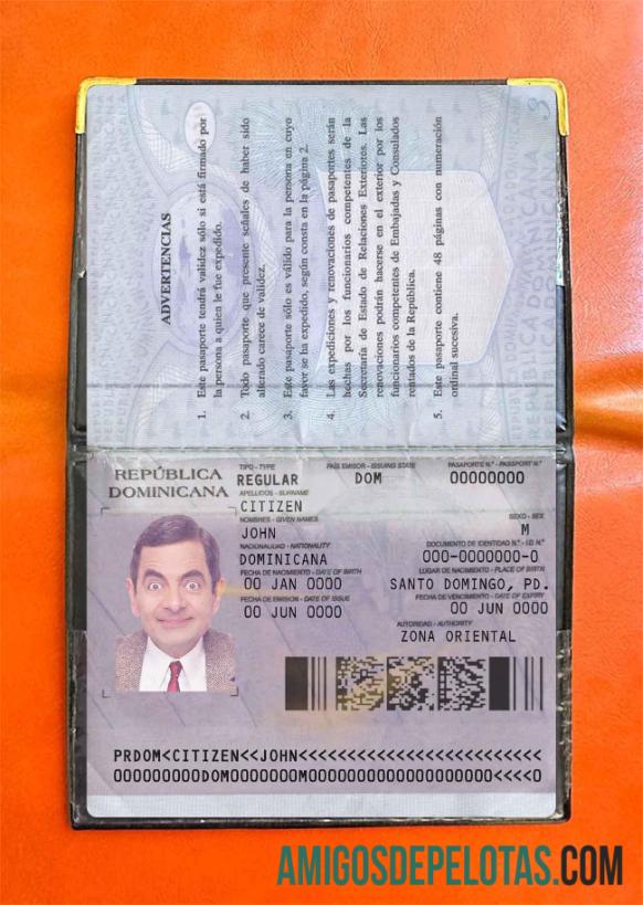 Passaporte da República Dominicana Versão 2 Photo Look amostra